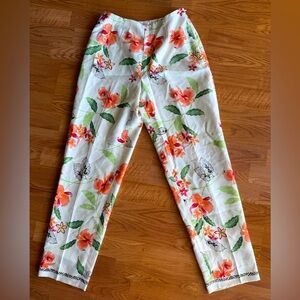 Talbots Floral 100% Silk Pants Women’s Size 4